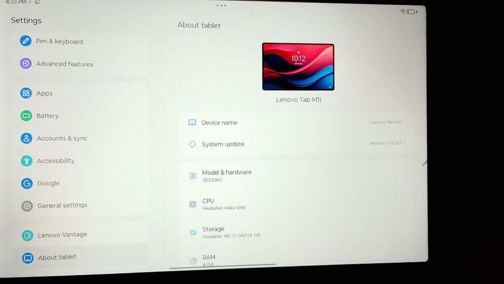 Lenovo tab M11 400 euro