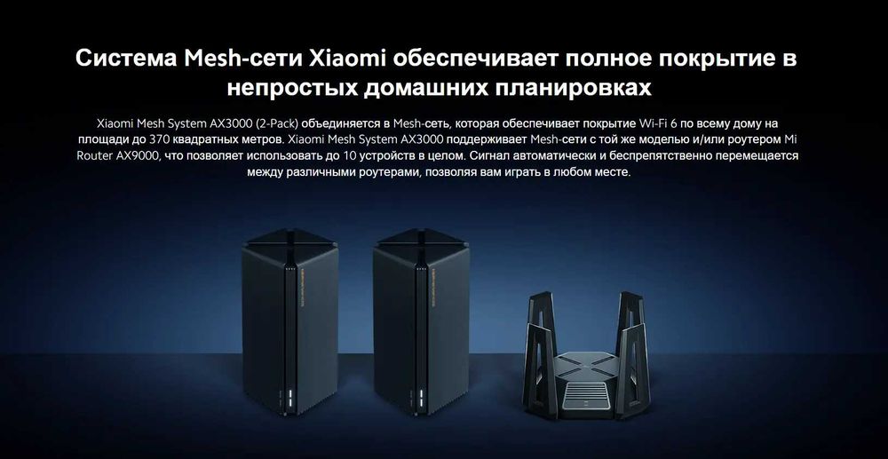 Роутер Wi-Fi Xiaomi Mesh System AX3000, для офиса и дома, wifi 6