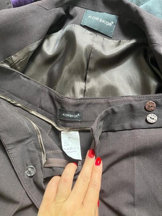 Costum sacou pantaloni noi dama maro si negru