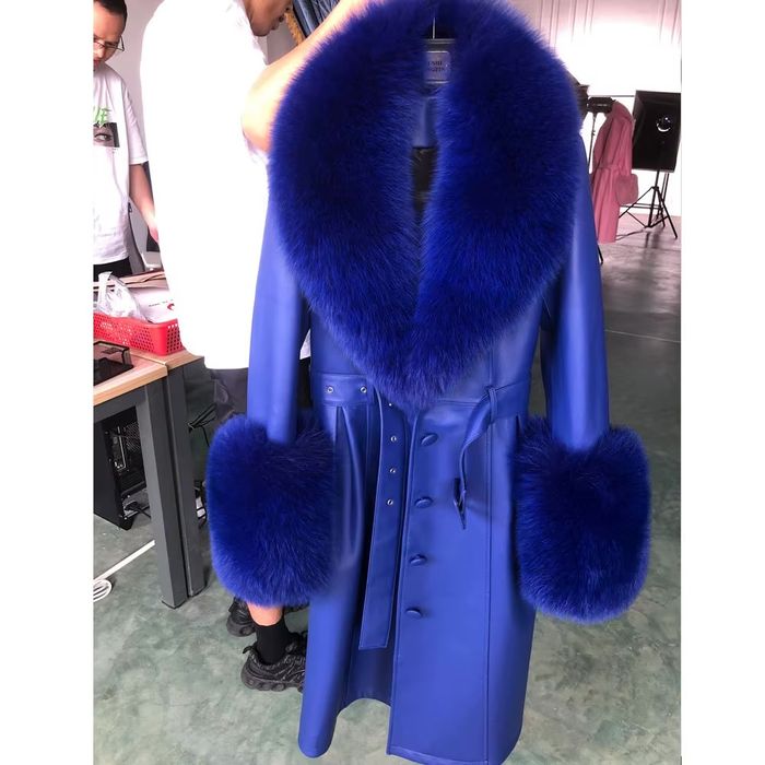 Кожено палто с естествен пух