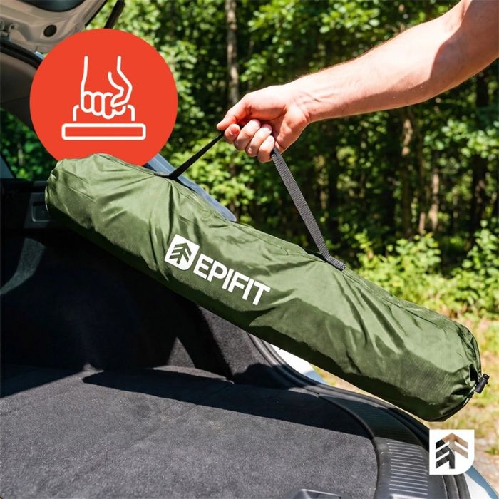 Сгъваем къмпинг стол EPIFIT зелен – Здрав, лек и удобен до 120 кг, метална конструкция и калъф за носене