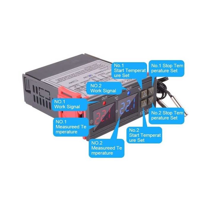STC-3008-220V Температурен контролер, термостат с 2 сензора 10A 220v