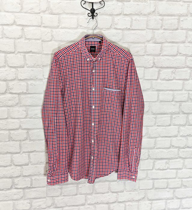 HUGO BOSS Slim fit  Оригинална мъжка карирана риза размер М