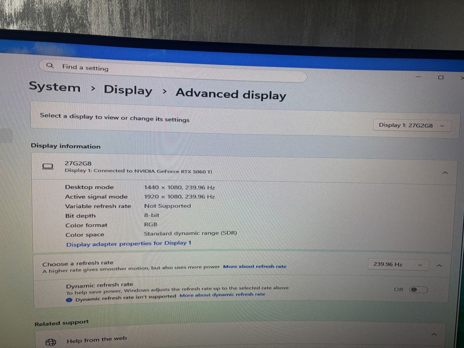 Monitor Aoc 240HZ 0.5Ms 27G2G8 FHD IPS