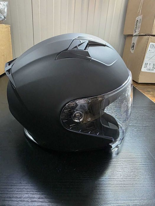 Casca Moto Open Face, Viziera Dubla, Omologata ECE 22.06, Negru Mat - NOUA