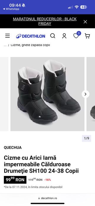 Marimea 26 - Cizme Quechua/Decsthlon cu arici calduroase inpermeabile
