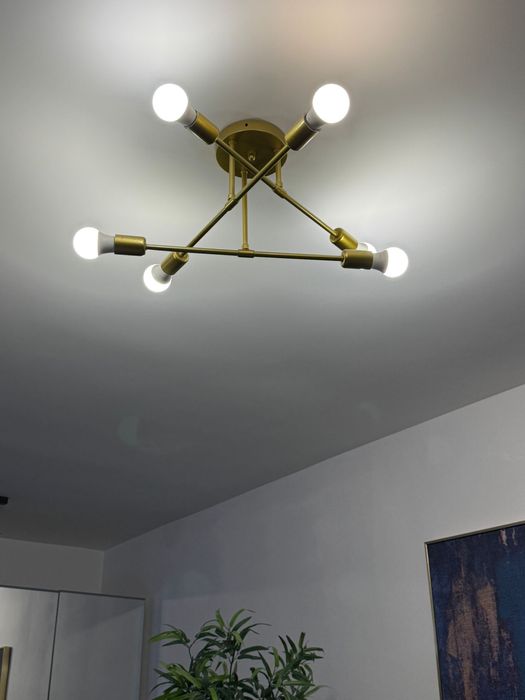 Lustra aurie 3 brate/ 6 becuri