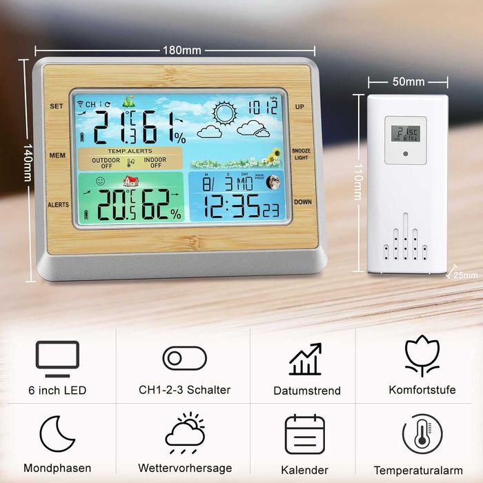 Shulltji Безжична метеорологична станция с външен сензор