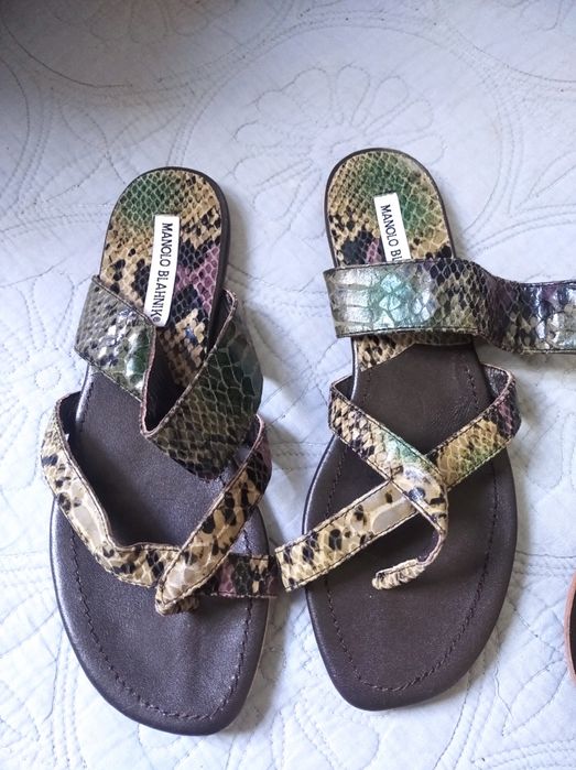 Питон натуральный шлепки Manola Blahnik