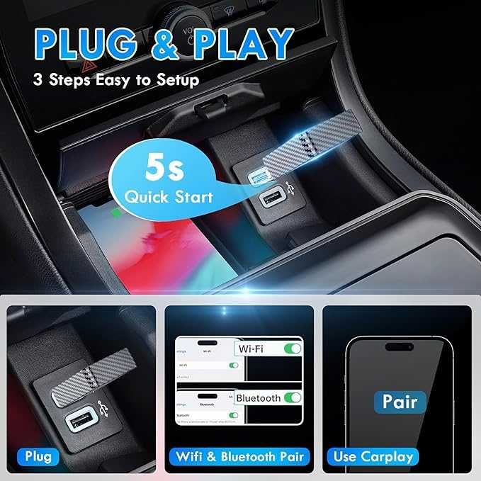 2-в-1 безжичен CarPlay адаптер