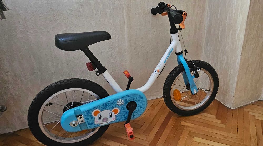 Детски велосипед BTWIN 100 Arctic (14 инча) + помощни колела (3-5 г.)