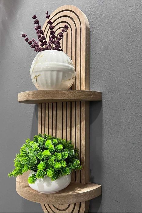 Дъбова Декоративна Стенна Етажерка 54x20 см