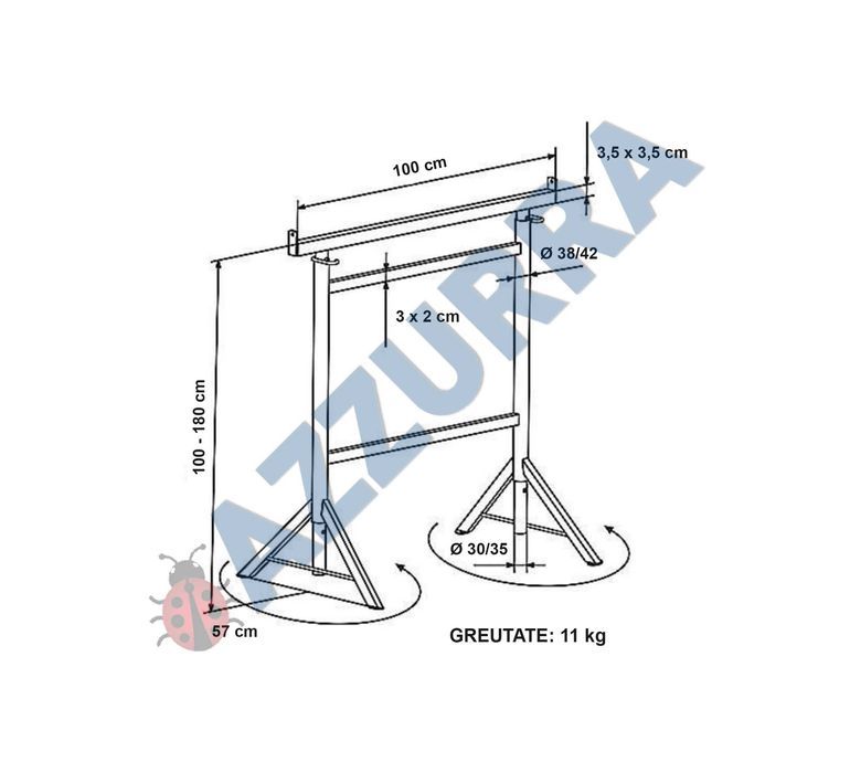 schela zidarie. capra cu 2 picioare rotative