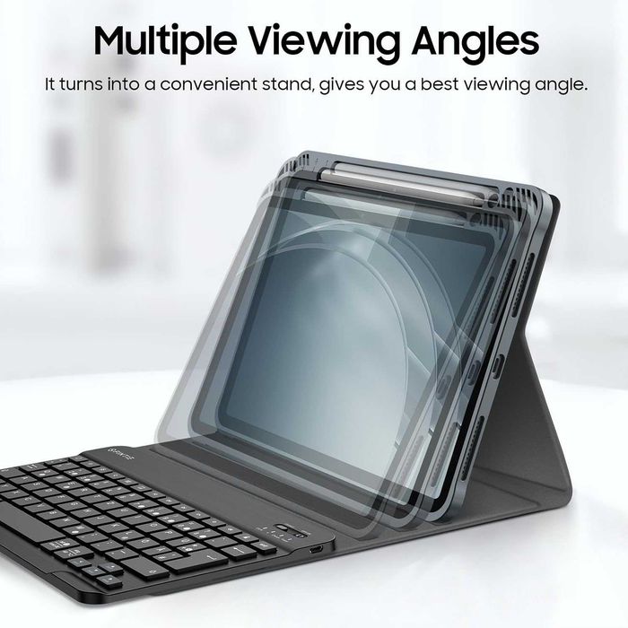 Husa Fintie cu tastatura iPad Air 4/5 10.9, QWERTZ, gri
