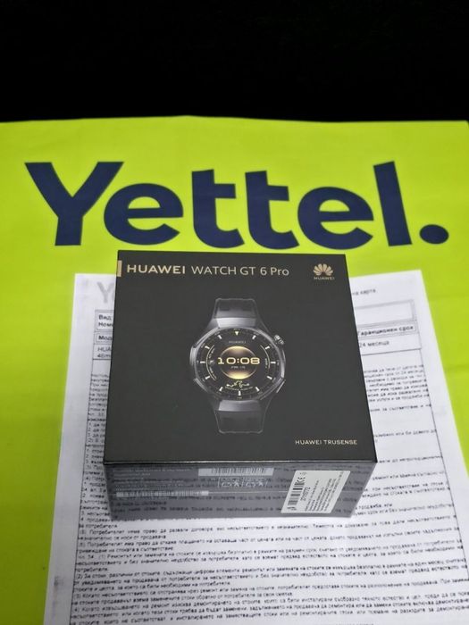 ЗАПЕЧАТАН 46mm Huawei watch GT 6 Pro Гаранция Yettel 2028 Black GT6