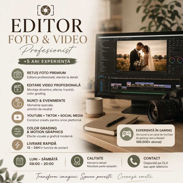 Editor Foto și Video Profesionist | Peste 5 ani experiență
