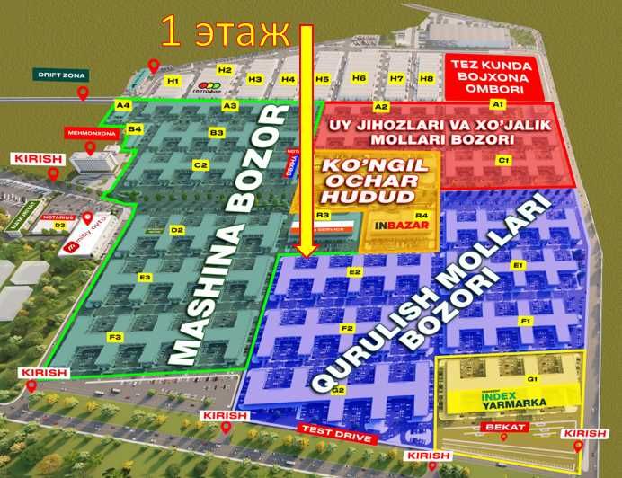 TASHKENT INDEX, 1-etajda 19 m2 do'kon sotiladi