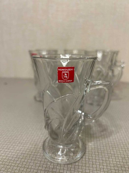 Шесть кружек Noritazeh Soga Japan | Кружки стекло с тиснением Япония