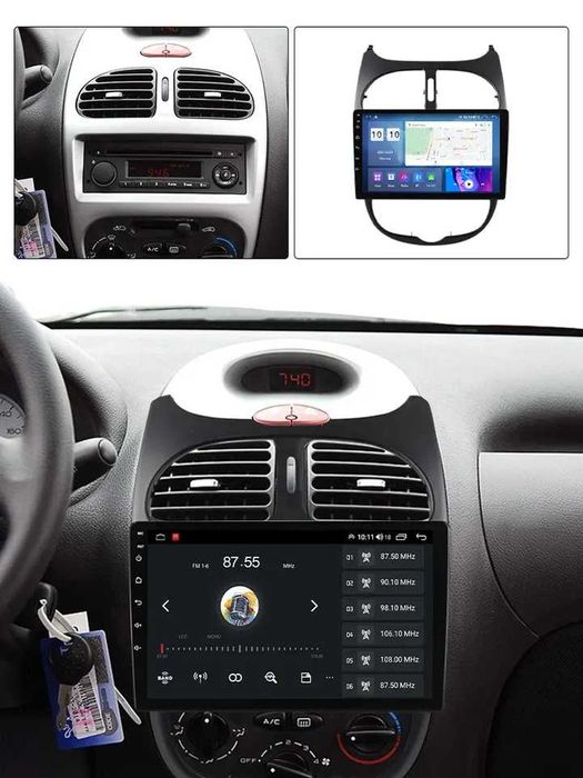 Navigatie Android 14 Peugeot 206 1998 - 2009 1/8 Gb  CarPlay + CAMERA