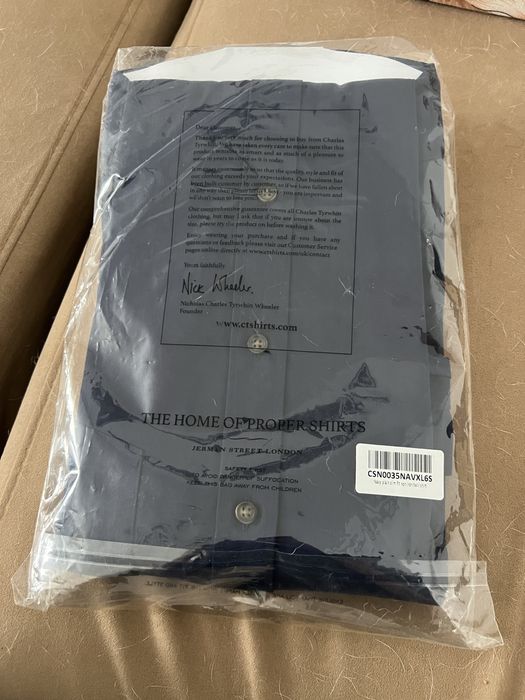 Риза Charles Tyrwhitt XL Navy Plain Slim Fit Non-Iron