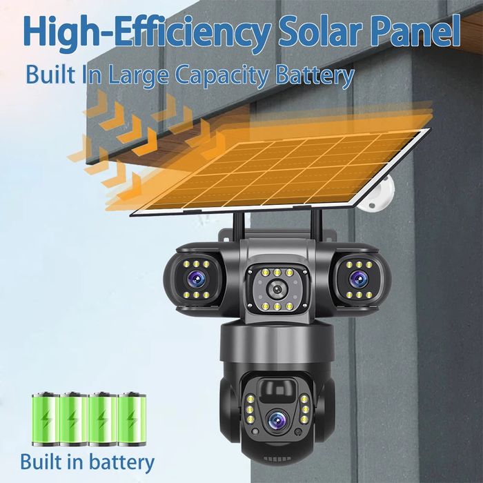 Мощна широкоъгълна 12MP Тройна соларна камера.