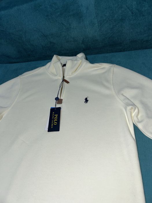 Bluza Polo Ralph Lauren Quarter-Zip – Alb Crem – Nouă cu Etichetă