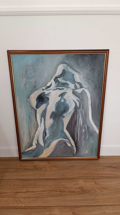 Стара картина "Тялото" - масло върху фазер - СБ - 80/63см