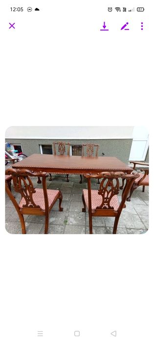 Махагонова маса с 6 стола старина