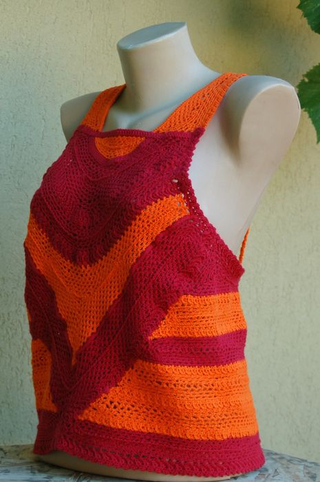 ~top.damă.orange~hand.made~unicat~