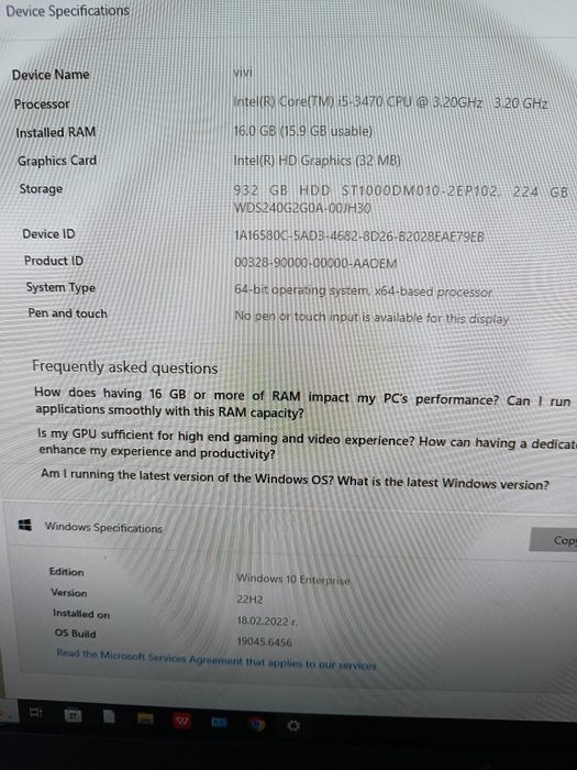 Dell Optiplex  9010 i5. 16Gb с 2 Диска ssd и Hdd