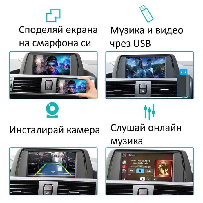 Модул Apple Carplay/Android Auto за BMW F30 F10 F25 F26 F15 F15 и др.