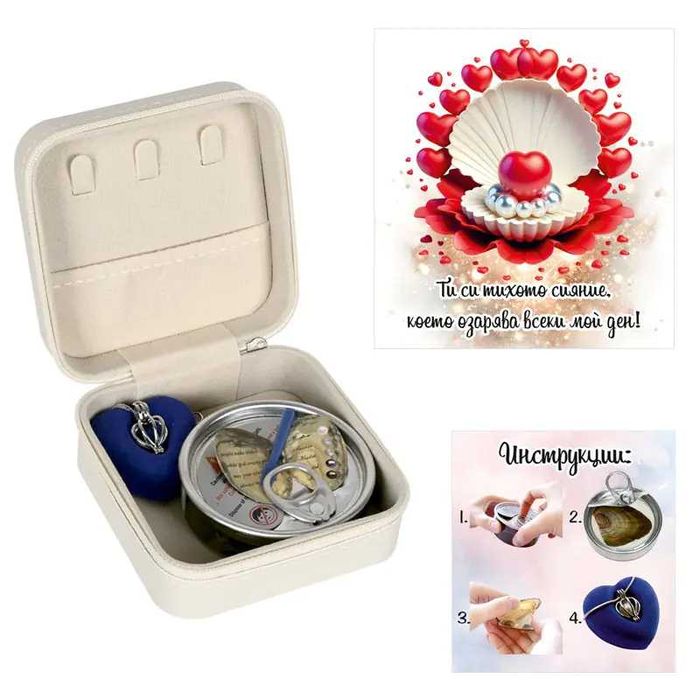 Бижутерка с послание и перла в мида /еко кожа/