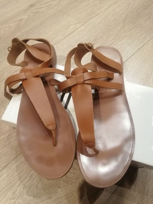 Дамски сандали от естествена кожа H&M кафеви