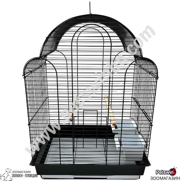 Клетка за Птици - с Раздвижен Покрив - 42см/30см/57см - Черен цвят