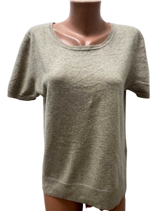 MADDISON размер L / XL кашмирен пуловер 100% КАШМИР къс ръкав бежов