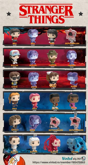 Seria completă Stranger Things • Funk Pop • Kinder Joy