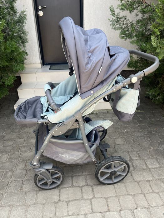 Căruț copii 3in1 cu landou si scoica culoare verde cu gri
