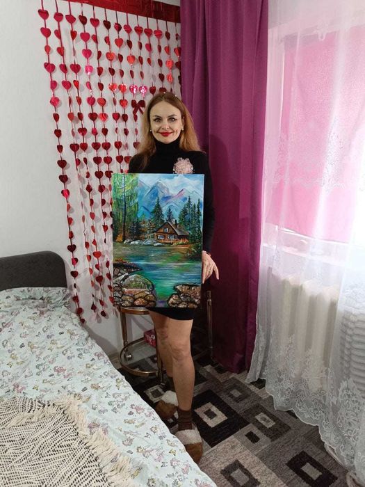 Vând tabloul „Casa lângă lac”