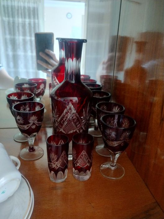 Set pahare de pălincă și vin