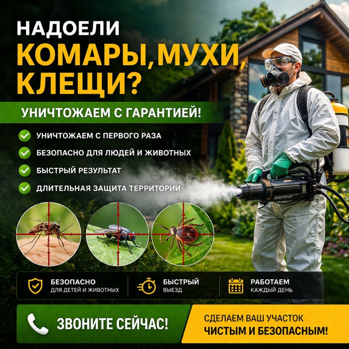 Дезинфекция участка обработка клещей комаров муравьев ос мух насекомых