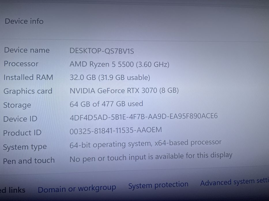 Gaming Компютър RTX 3070 8GB + Ryzen 5 5500 / 32GB RAM / 512GB NVMe / АRGB