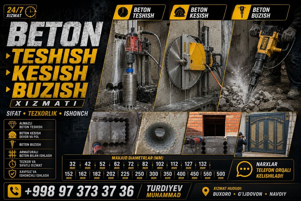 Beton tashish kesish chilipofka