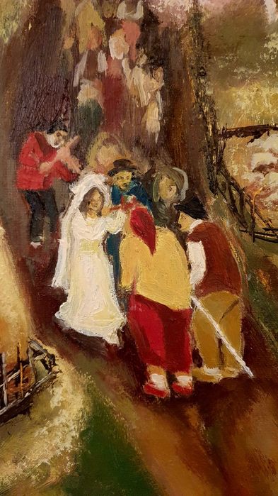 Tablou în ulei 65x45 cm scenă nuntă