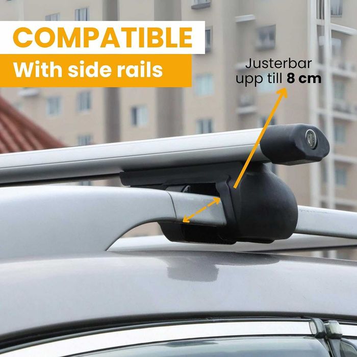 Bare transversale auto pentru călătorii, compatibile cu barele longitudinale înălțate