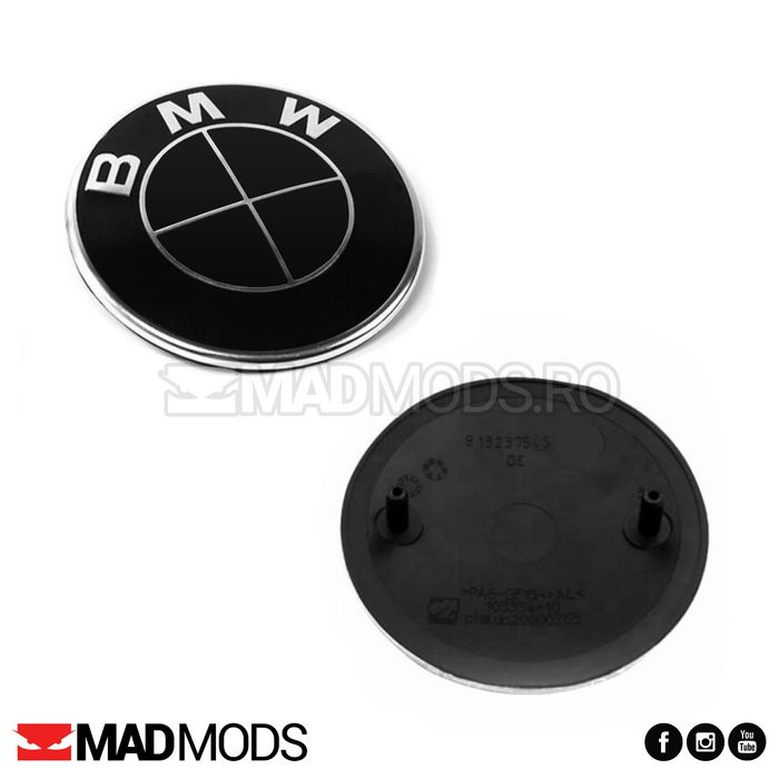 Embleme negre BMW 82 / 74 / 45mm capota portbagaj seria 1 2 3 4 5 6 7 8 i X M