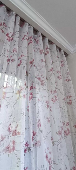 Тюли готовые 5м лен сакура шикарные