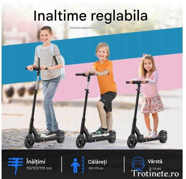 Trotineta electrica copii 8-14 ani, pliabilă, 200W 80kg, 20 km/ora