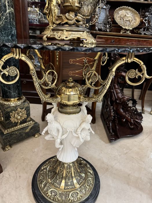 Masa cafea- portelan- bronz - marmura