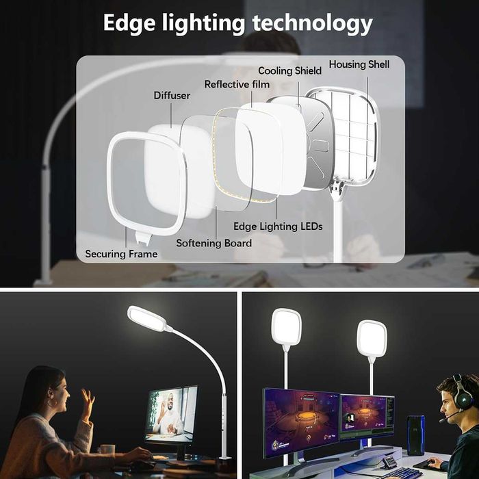Hapfish LED настолна лампа за учене, 20 W - бяла