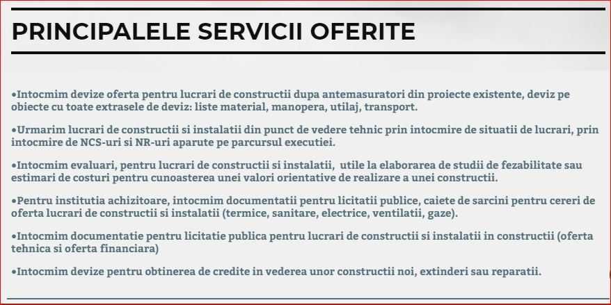 Devize constructii lucrari civile instalatii drumuri poduri licitatii